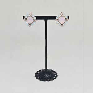 Opalescent Rhinestone Stud Earrings – Vintage Inspired Floral Statement